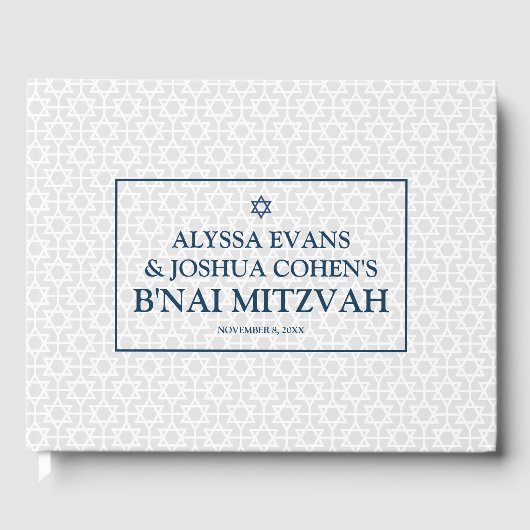 Delikate Gemusterte B'nai Mitzvah Gästebuch (Vorderseite)