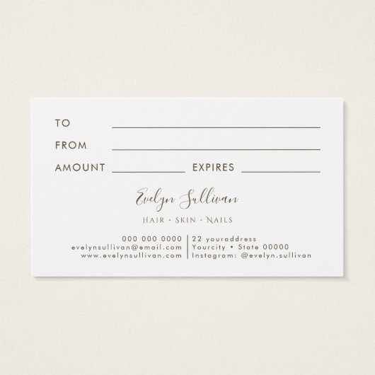 Delikate Geschenkkarte (Rückseite)