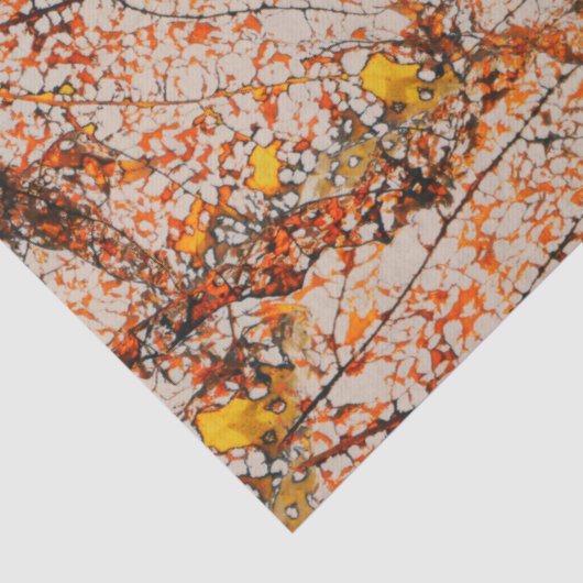 Delikate getrocknete Herbstlaub Orangenpapier Seidenpapier (Detail)