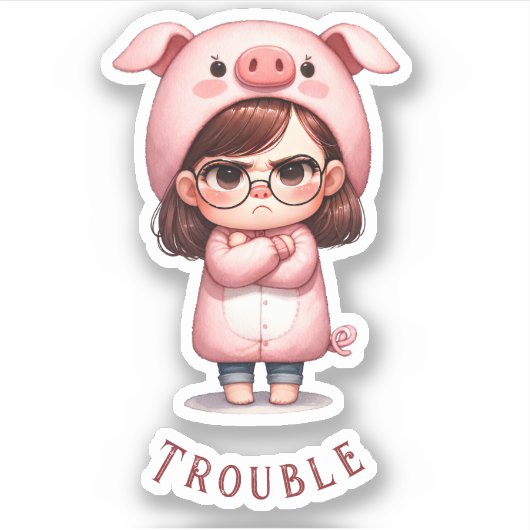 Delikate "Girl in Pig Costume/Trouble" Vinyl Aufkleber (Vorderseite)