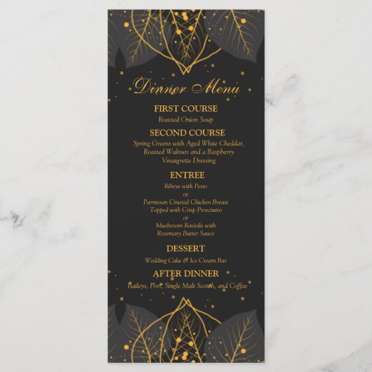 Delikate Gold Blätter Wedding Menu Menükarte (Vorderseite)