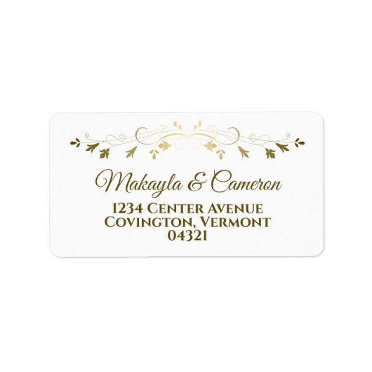 Delikate Gold Border Elegante Hochzeitsadresse Adressaufkleber (Vorne)