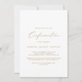 Delikate Gold Calligrafy Confirmation Einladung (Vorderseite)