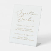 Delikate Gold Calligrafy Signature Drinks Sockelschild (Vorderseite)