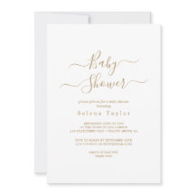 Delikate Gold Calligraphy Baby Shower Einladung