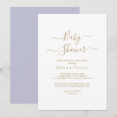 Delikate Gold Calligraphy Baby Shower Einladung (Vorne/Hinten)