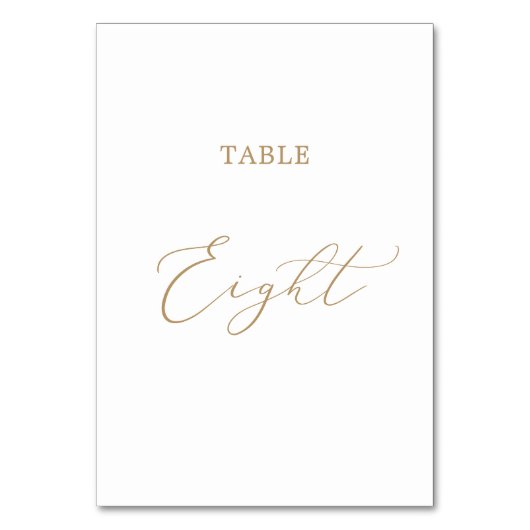 Delikate Gold Calligraphy Table Aight Tischnummer (Vorderseite)