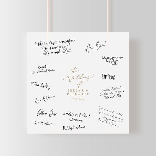 Delikate Gold Calligraphy Wedding Guest Signing Poster