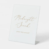 Delikate Gold Calligraphy Wedding Midnight Snack Sockelschild (Vorderseite)