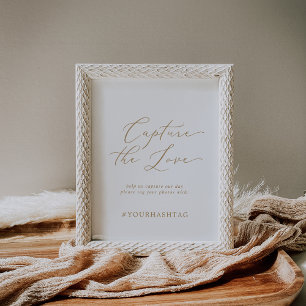 Delikate Gold Capture Die Liebe Hashtag-Zeichen Poster