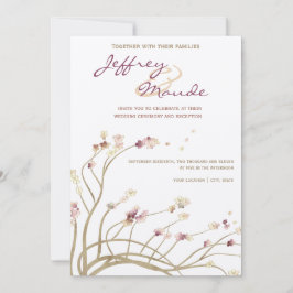Delikate Gold Cherry Blossom Einladung Hochzeit