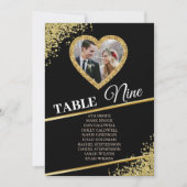 Delikate Gold Elegante Foto Seating Chart Card Kar Einladung (Vorderseite)