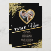 Delikate Gold Elegante Foto Seating Chart Card Kar Einladung (Vorne/Hinten)