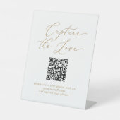 Delikate Gold erfassen die Liebe QR Code Hochzeit Sockelschild (Vorderseite)