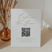 Delikate Gold erfassen die Liebe QR Code Hochzeit Sockelschild