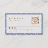 Delikate Gold Floral Dusty Blue Business Card Visitenkarte (Rückseite)