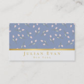 Delikate Gold Floral Dusty Blue Business Card Visitenkarte (Vorderseite)