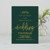 Delikate Gold Foil Calligrafy | Emerald Wedding Folieneinladung (Stehend vorne)
