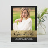 Delikate Gold Foil Cutout Effekt Foto Abschluss Einladung (Stehend Vorderseite)