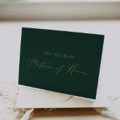 Delikate Gold Green Matron of Honour Folded Card Einladung