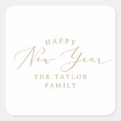 Delikate Gold Happy New Year Holiday Geschenk Quadratischer Aufkleber (Vorderseite)