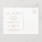 Delikate Gold Horizontal Save the Date Postkarte (Rückseite)