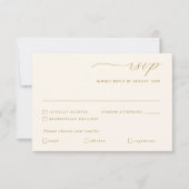 Delikate Gold Ivory Calligrafy Wedding RSVP Karte (Vorderseite)