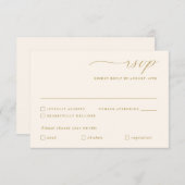 Delikate Gold Ivory Calligrafy Wedding RSVP Karte (Vorne/Hinten)