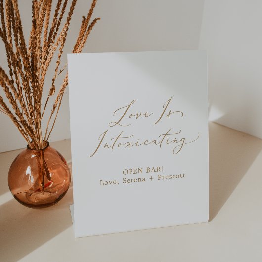 Delikate Gold-Kalligrafie-Liebe beraubt Sockelschild