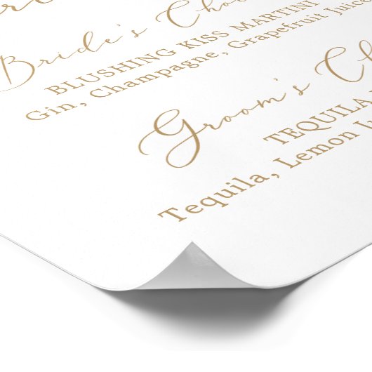 Delikate Gold Kalligrafie Signature Drinks unterze Poster (Ecke)