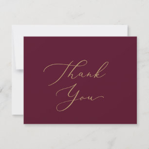 Delikate Gold Kalligraphie Burgundy Danke Karte