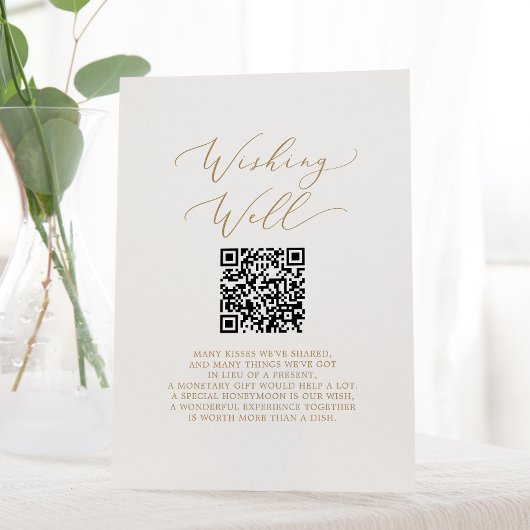 Delikate Gold QR Code Hochzeitswünsche gut Sockelschild