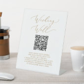 Delikate Gold QR Code Hochzeitswünsche gut Sockelschild (In SItu)
