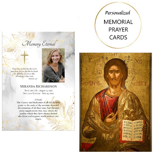 Delikate Gold Rose Orthodoxe Beerdigungskarte Platzkarte