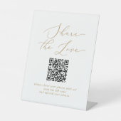 Delikate Gold teilen Liebe QR Code Hochzeit Sockelschild (Vorderseite)