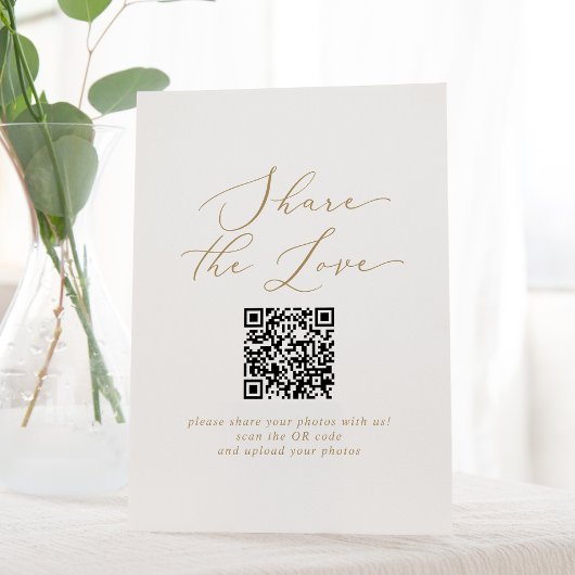 Delikate Gold teilen Liebe QR Code Hochzeit Sockelschild