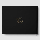 Delikate Gold- und Black Monogram Back Wedding Gästebuch (Rückseite)