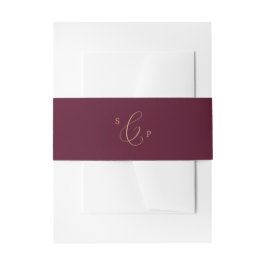 Delikate Gold- und Burgundy Monogram-Hochzeit Einladungsbanderole