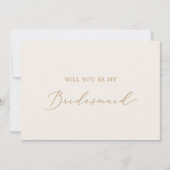 Delikate Gold und Cream Bridesmaid Vorschlagkarte Einladung (Vorderseite)