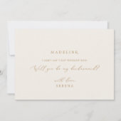 Delikate Gold und Cream Bridesmaid Vorschlagkarte Einladung (Rückseite)