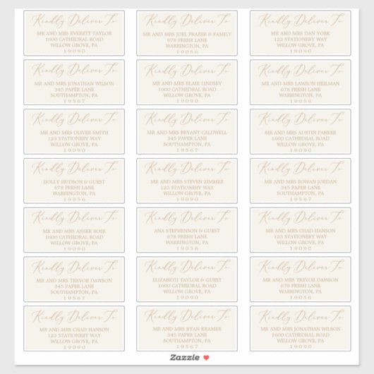 Delikate Gold- und Cream-Gästetiketten Aufkleber (Blatt)