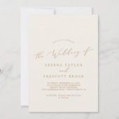 Delikate Gold- und Creme-Monogram-Back-Hochzeit Einladung (Vorderseite)