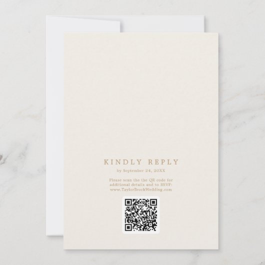 Delikate Gold und Creme QR Code Back Wedding Einladung (Rückseite)