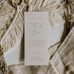 Delikate Gold und Creme Tee Länge Dank Karte<br><div class="desc">Diese zarte Gold und Creme Tee Länge dank Empfang-Karte ist perfekt für eine moderne Hochzeit. Das romantische minimalistische Design besticht durch eine hübsche und elegante, goldfarbene Typografie auf einem Elfenbein-Hintergrund mit einem klaren und schlichten Look. Platzieren Sie diese Karten am Tisch für jeden Ihrer Gäste an Ihrem Hochzeitsempfang. Personalisieren Sie...</div>