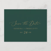 Delikate Gold- und Green-Save the Date-Postkarte Einladungspostkarte (Vorderseite)