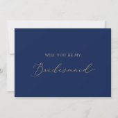 Delikate Gold- und Navy Bridesmaid-Vorschlagskarte Einladung (Vorderseite)