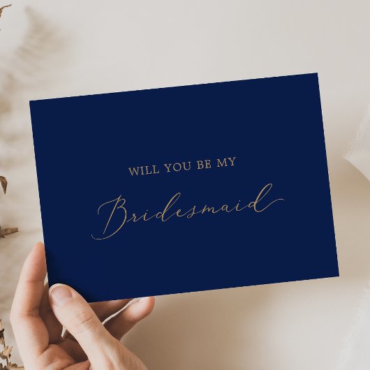 Delikate Gold- und Navy Bridesmaid-Vorschlagskarte Einladung