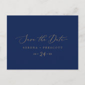Delikate Gold- und Navy-Save the Date-Postkarte Einladungspostkarte (Vorderseite)