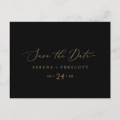 Delikate Gold- und Schwarz-Save the Date-Postkarte Einladungspostkarte (Vorderseite)