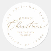 Delikate Gold-Weihnachtskreislauf-Rücksendeadresse Runder Aufkleber (Vorderseite)